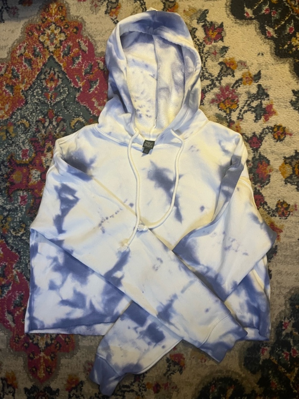 wild fable Blue & White Tie-Dye Hooded Sweatshirt